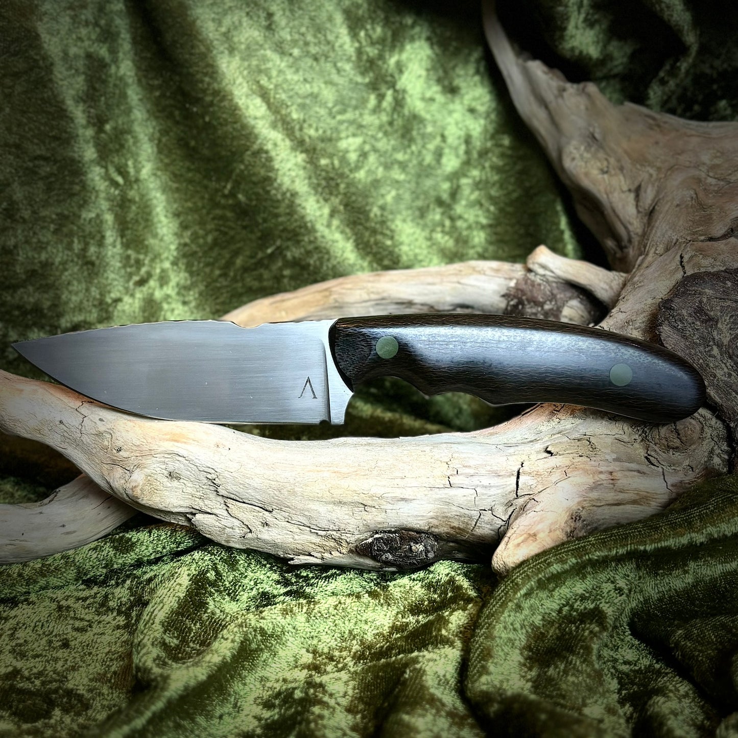 Middle Fork Hunter in CPM D2, V3 Grind / Brown Crosscut Micarta, G-10 Pins