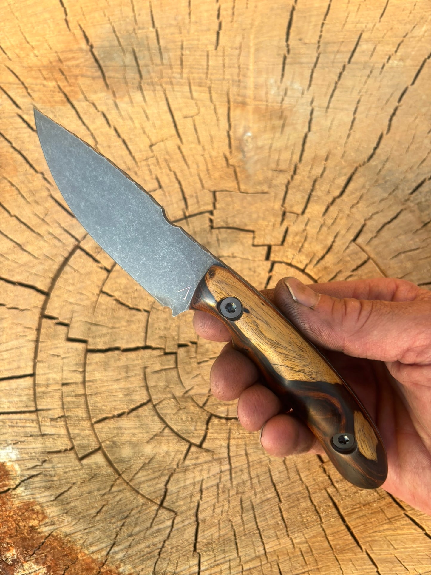 Middle Fork Hunter in CPM D2, V3 Grind, Ironwood & Micarta, Removable Scales