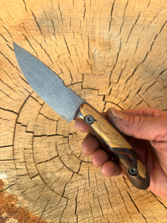 Middle Fork Hunter in CPM D2, V3 Grind, Ironwood & Micarta, Removable Scales